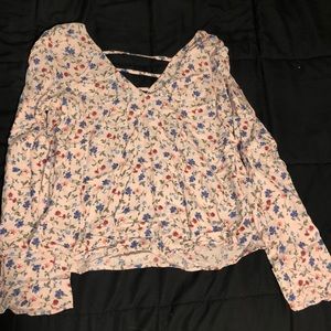 Hollister Flower-Print Long Sleeve Blouse